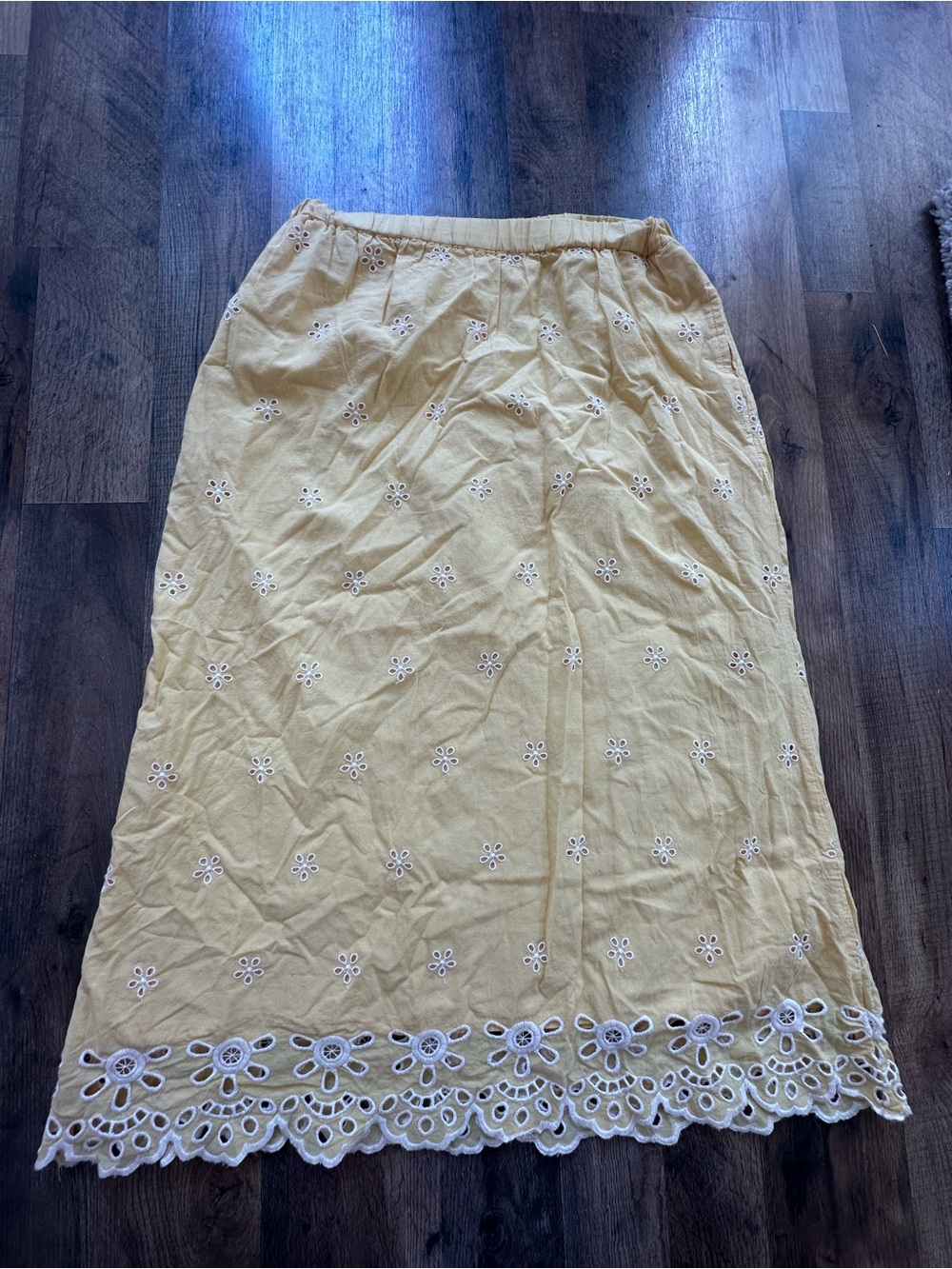 Old Navy Yellow Embroidered Eyelet Maxi Skirt